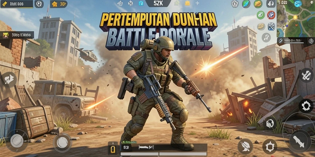 Screenshot gameplay 5ZK yang menonjolkan aksi seru dalam Battle Royale.