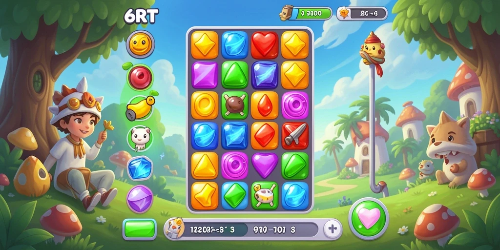 Gameplay seru dalam 6RT dengan desain penuh warna.