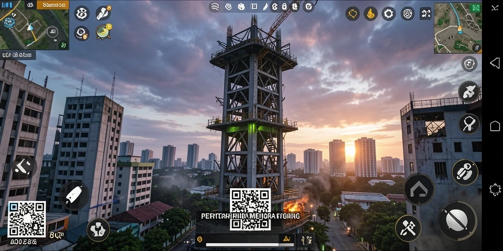 Screenshot gameplay 8QR menampilkan pertahanan menara yang epik.