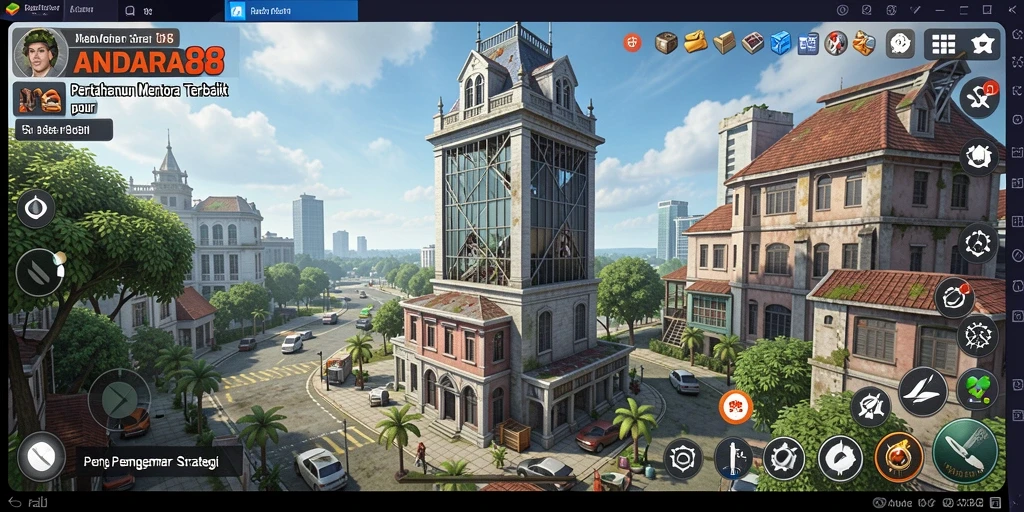 Tampilan seru gameplay Tower Defense ANDARA88 saat bertahan dari serangan musuh.