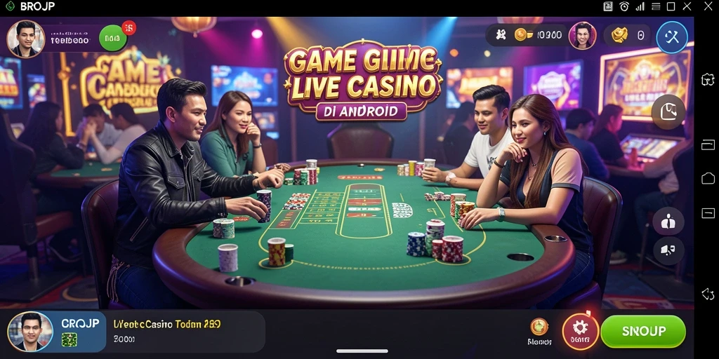 Screenshot BROJP menampilkan dealer langsung dan suasana permainan kasino yang mendebarkan.