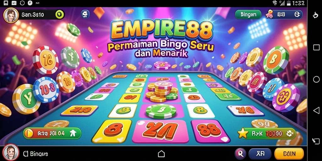 Tampilan gameplay Bingo yang penuh warna pada EMPIRE88.