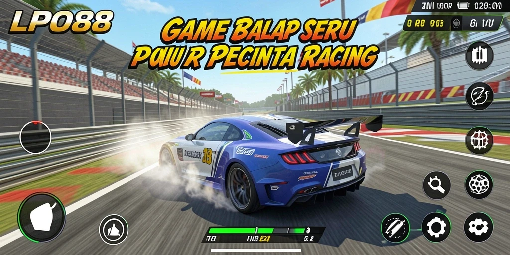 Gameplay LPO88 dengan mobil balap yang mendebarkan.
