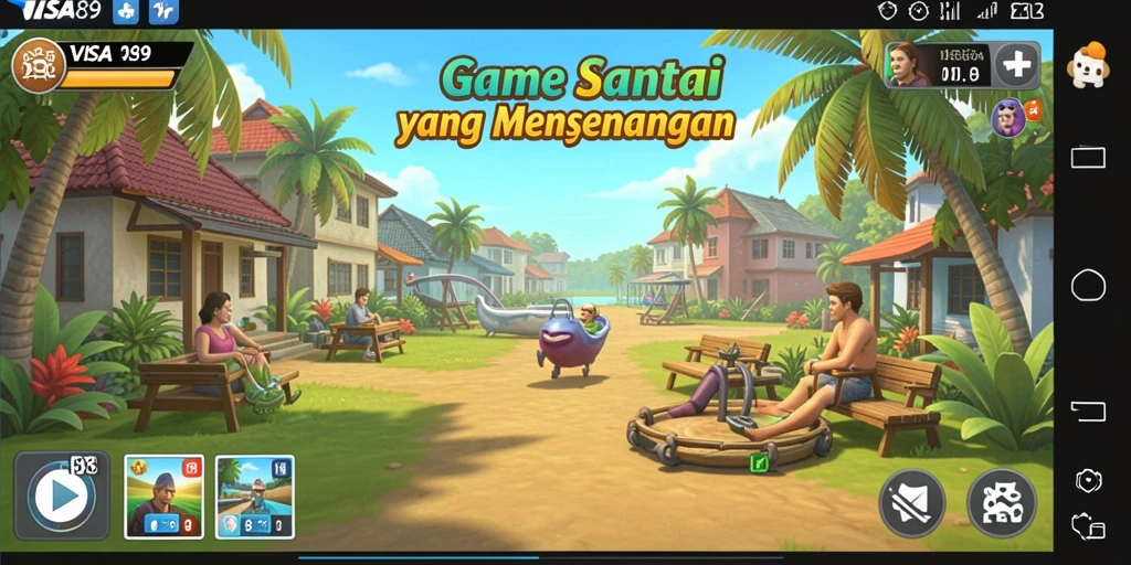 Screenshot gameplay VISA89 yang penuh warna dan interaktif.
