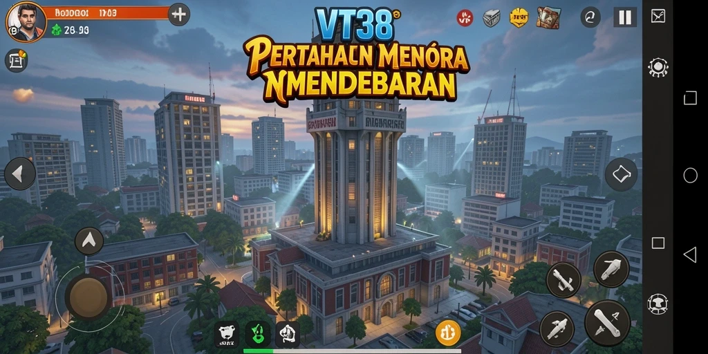 Screenshot utama VT38 menampilkan intensitas gameplay Tower Defense yang seru.